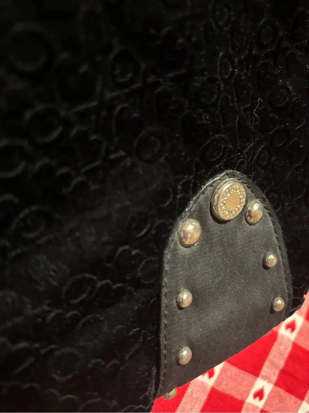 XOXO Black Hobo Bag with Stud Accents velvet feel - vintage Y2K